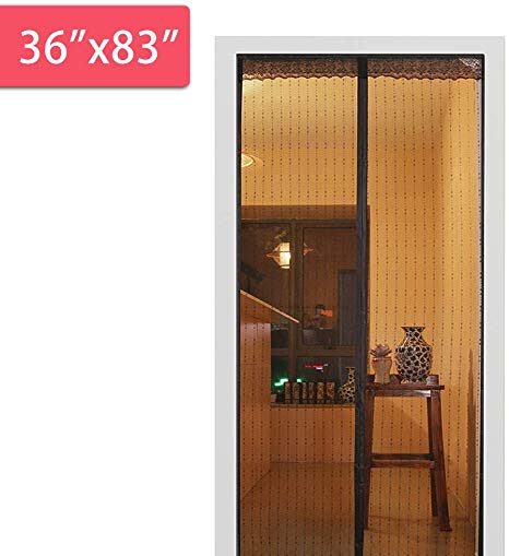 Magnetic Screen Door with Full Frame Hook & Loop, Fits Doors Up to 34" x 82" Max, Durable Mesh Keep Bug Fly Mosquito Out and Close Automatically