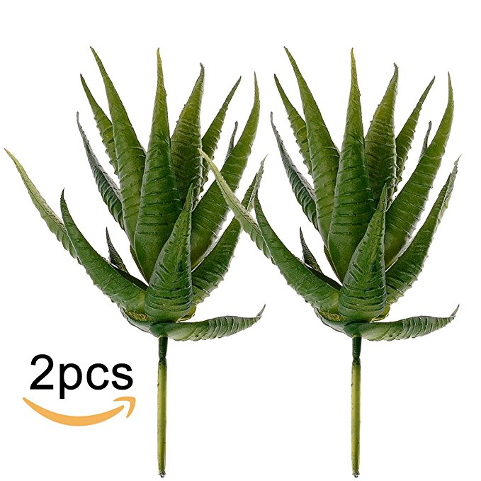 Supla 2 Pcs Textured Faux Succulent Pick, Spiky Green Haworthia Cactus,Artificial mini aloe,unpotted (green)