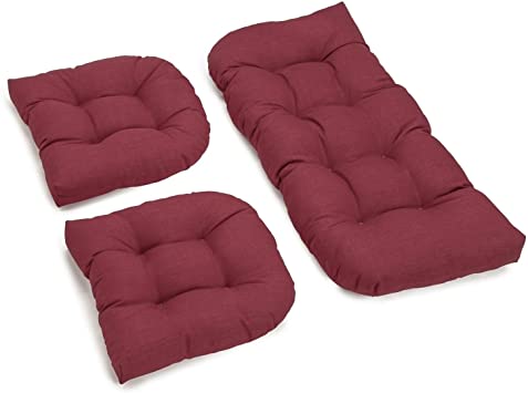 Blazing Needles 3-Piece Solid-Color Settee Replacement Cushion Set Merlot