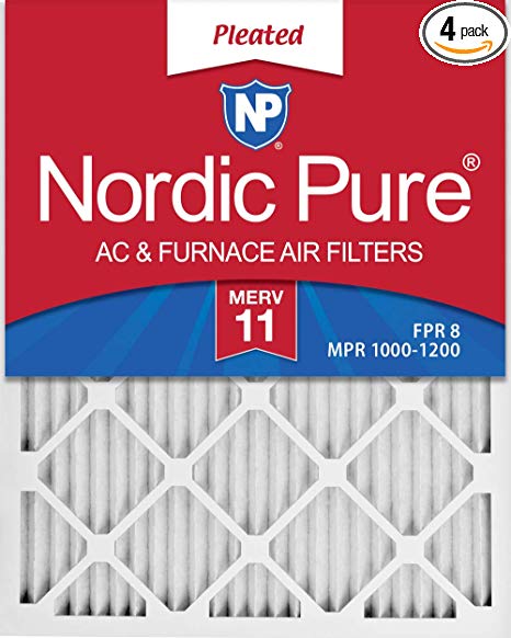 Nordic Pure 16x25x1 MPR 1085 Pleated Micro Allergen Extra Reduction Replacement AC Furnace Air Filters 4 Pack