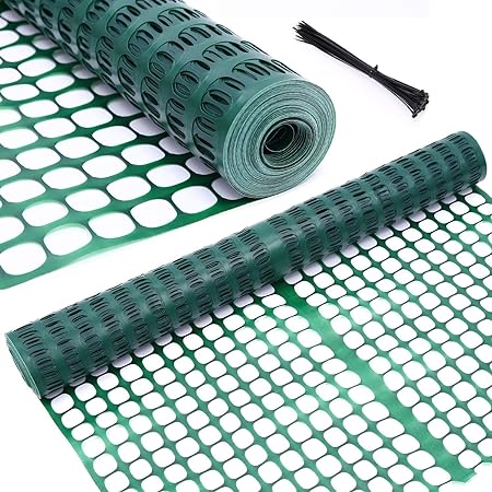 Plastic Garden Fence Animal Barrier: Ohuhu 4x50 FT/7.5LBs Heavy Duty Reusable Netting Safety Fences Roll with Zip Ties, Durable Temporary Pool Fence Snow Fencing for Deer Rabbit Chicken Dog Poultry