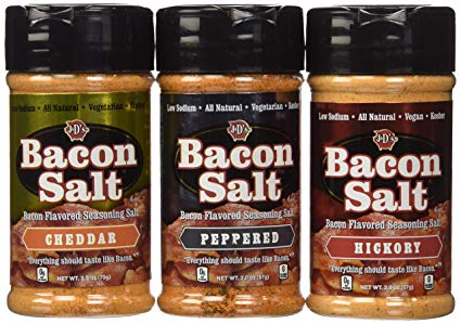 Bacon Flavored Salt Sampler 3 Pack - Cheddar, Peppered & Hickory
