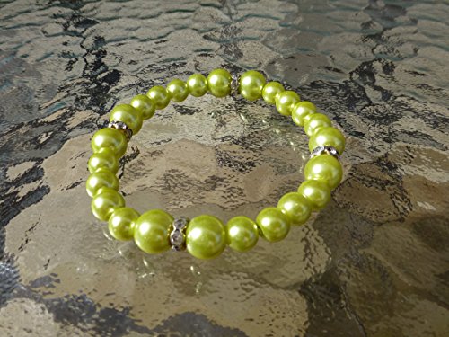 Chartreuse Pearls Stretch Bracelet / Wedding Jewelry / Bridesmaids
