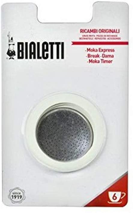 Bialetti 0800004 Aluminum micro-filter For faceted coffee maker, 3 Seals, 6 Cups