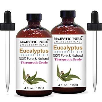 Majestic Pure Eucalyptus Essential Oil, Pure and Natural with Therapeutic Grade, Premium Quality Eucalyptus Oil, Set of 2, 4 Oz