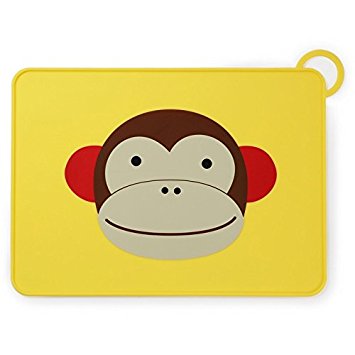 Skip Hop Baby Zoo Little Kid and Toddler Fold and Go Non-Slip, Food-Grade Silicone Placemat, Multi, Marshall Monkey