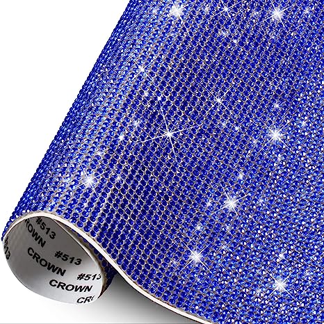 12000 Pieces Bling Bling Rhinestone Sheet Rhinestones Sticker DIY Car Decoration Sticker Self Adhesive Glitter Rhinestones Crystal Gem Stickers for Car Decoration, 9.4 x 7.9 Inch (Royal Blue)