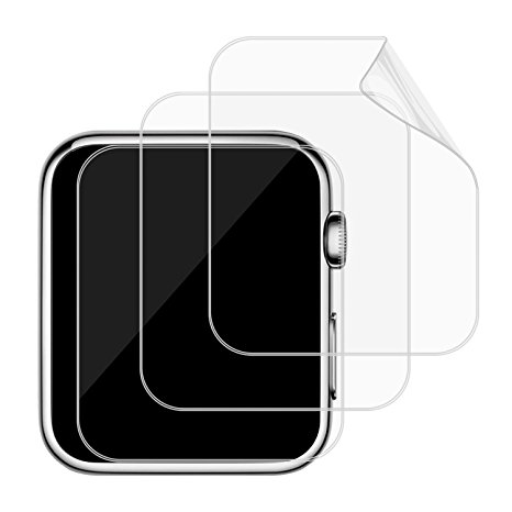 Apple Watch Screen Protector, [Full Coverage], JETech SOFTOUGH 3-Pack 42mm TPE Ultra HD Screen Protector Film for Apple Watch 42mm Serial 1 and 2 - 0870B