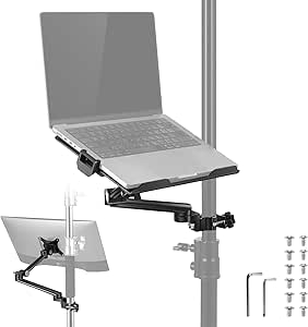 Neewer Laptop Desk Mount with Tray for Notebooks Up to 17.7" (45 cm), 17.6 lbs (8 kg) Load Capacity Monitor Mount Stand Arm with 75mm and 100mm VESA Plate for Home Office, Online Teaching, DS013