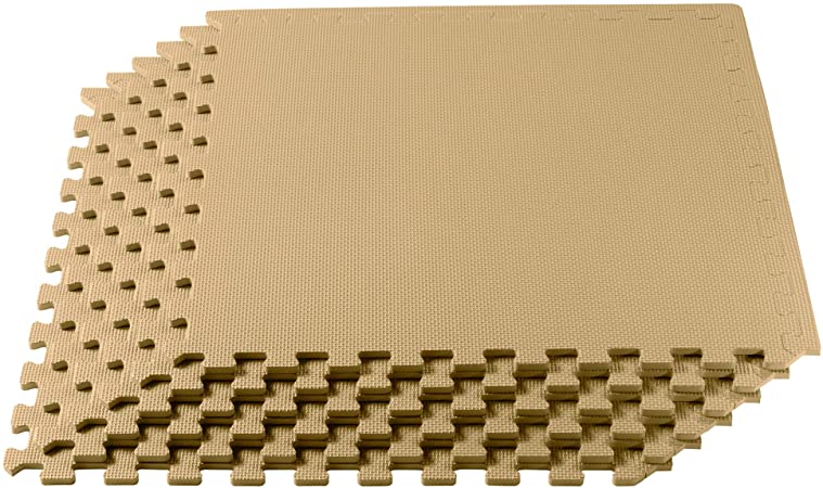 We Sell Mats 3/8 Inch Thick Multipurpose Exercise Floor Mat with EVA Foam, Interlocking Tiles, Anti-Fatigue for Home or Gym, 24 in x 24 in