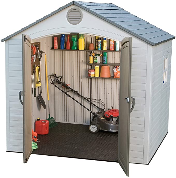 LIFETIME 6406 8 X 5 Ft Outdoor Storage Shed with Window-Desert, Mixed Colors