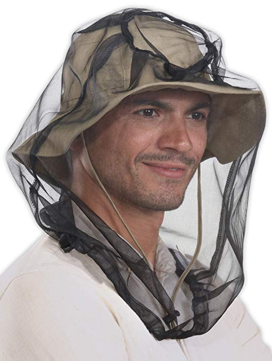 Mosquito Head Net - Bug Face Netting for Hats with Extra Fine Mesh/Fly Screen Holes - Ultimate Outdoor Protection from Bugs, No-See-Ums & Midges. Chemical Free. Includes Free Carry Pouch.