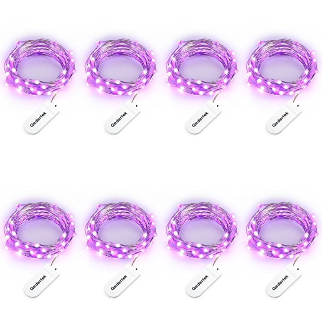 Qedertek 8 PCS 20 LED Battery Christmas Lights, 7.2ft Fairy Lights, Starry String Lights DIY Wire Lights for Xmas, Wedding, Home, Bedroom, Patio, Lawn, Garden, Party and Holidays Decorations (Purple)