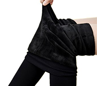 Antner Women's Winter Velvet Elastic Leggings Warm Full Length Velvet Thermal Leggings