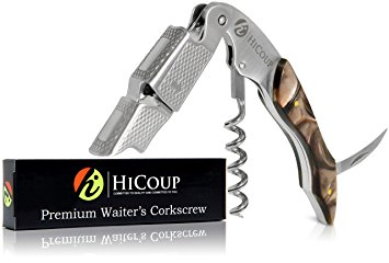 Professional Waiter’s Corkscrew by HiCoup - Black Pearl Resin Handle All-in-one Corkscrew, Bottle Opener and Foil Cutter, the Favored Choice of Sommeliers, Waiters and Bartenders Around the World