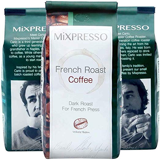 Mixpresso Whole Bean Dark Roast Espresso, Box Of 4 Bags Of 10 oz Each (TTL.40 oz) (French Roast Coffee)