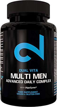 DUAL VITA Multi Men | 100% Natural | Vitamin, Mineral & Plant Combo | Active Men | 60 Vegan Capsules | 100% Natural Dietary Supplement | Laboratory Certified | Without Additives | Made in EU