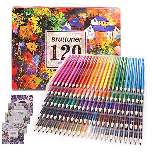 Colouring Pencils Adult Coloring Book Artist 120 Colour Pencil Set for Artists, Kids, Sketchers, Students Colouring Drawing with 4 Colouring Books Gift