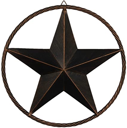 EBEI Metal Barn Star Circle Rustic Style Decorative 24" Vintage Texas Lone Star Dark Brown Western Home Wall Decor