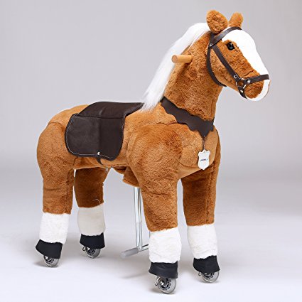 UFREE Horse Ride on Pony Toy, Moving Rocking Horse, Giddyup and Go Go Unique Horse Gift for Kids 3 to 9 Years Old ( White Mane and Tail)