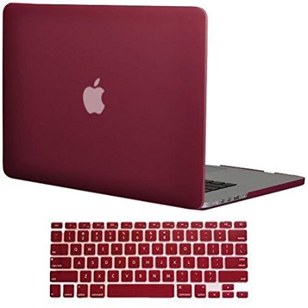 Vasileios 2in1 Matte Frosted Silky-smooth Satins-touch Hard Shell Case Cover for 15-inch Macbook Pro with 154 Retina Display Model A1398 Wine Red