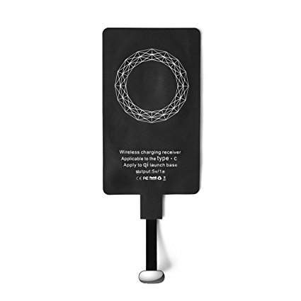 Type C Wireless Charging Receiver, CHOETECH Ultra Thin USB-C Qi Wireless Charger Receiver for LG V20, HTC 10 and more Qi-enabled Phones