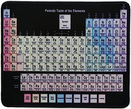 12 x 10 inches HD Periodic Table of Elements Non-Slip Rubber Mousepad Natural Rubber Stitched Edge Office Student Mouse Pad