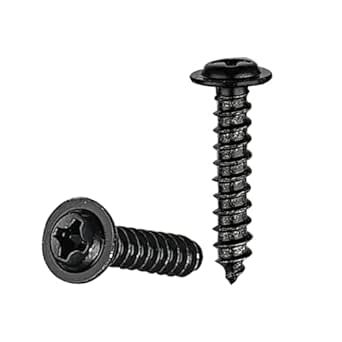 JQK (120 pcs) #8×3/4" Black Wood Screws Phillips Truss Head 18-8 S/S Electroplating Stainless Steel Quick Metal Self Tapping, SBD4020-P120