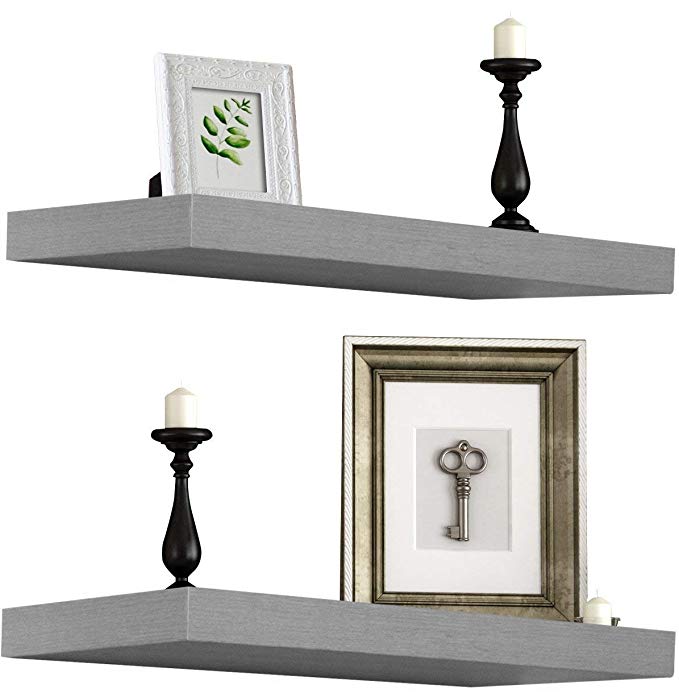 Sorbus Floating Shelves — Hanging Wall Shelves Decoration — Perfect Trophy Display, Photo Frames (23”x1”x9”, Gray)