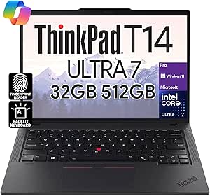 Lenovo ThinkPad T14 Gen 5 Business Laptop (14" FHD  Non-Touch, Intel Ultra 7 155U (&gt;i7-13700H), 32GB DDR5, 512GB SSD), 5MP Webcam, 2 Thunderbolt 4, 2024 AI PC, Win 11 Pro