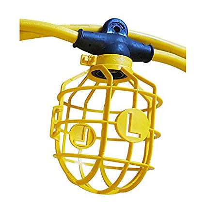 Lind Equipment TLS-100CG14 Contractor-Grade Stringlight, 100ft 14/2 SJTW Cable, 10 Sockets, Plastic Guards.  UL Approved.