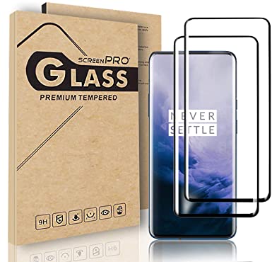Kayeer (2-Pack) Oneplus 7 Pro Tempered Glass Screen Protector,Fingerprint Scaner 3D Liquid Clear Full Curved Edge Case Friendly Anti-Scratch Coverage for Oneplus 7 Pro