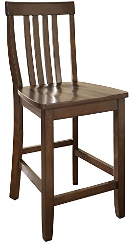 Crosley Furniture School House bar Stool, Vintage Mahogany with 24" Seat Height, Set of 2