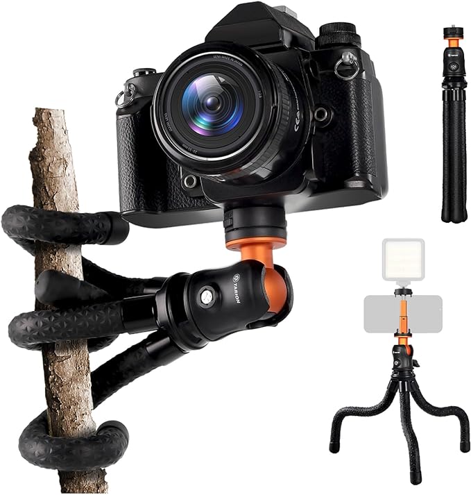 TARION Octopus Tripod: Flexible Mobile Phone Tripod Mini Tripod Stand Camera Photo Tripod Mini Tripod Stand with 1/4 Inch Ball Head for Travel Video Photography