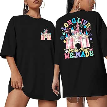 Magical Oversized Shirt for Women Magic Kingdom Tshirt Family Vacation T Shirt Vintage Holiday Tee Shirts