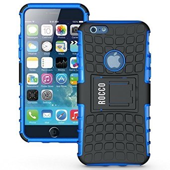 Shockproof iPhone 6 and 6s Case 4.7 inch 2015, Rocco Rugged Blue protective case with kickstand and screen protector soft Interior scratch protection TPU base shock absorption inner gel sleeve. Full lifetime warranty.