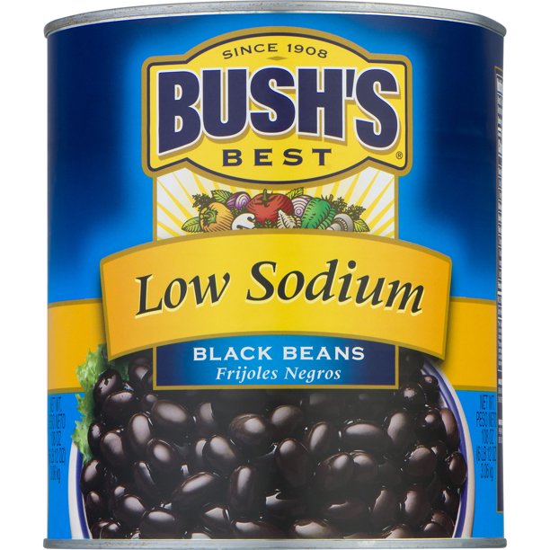 Bush's Low Sodium Canned Black Beans, 108 oz