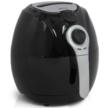 DELLA© Electric Air Fryer with Temperature Control, Detachable Basket and Carry Handle - Black 3.2 QT, 1500W