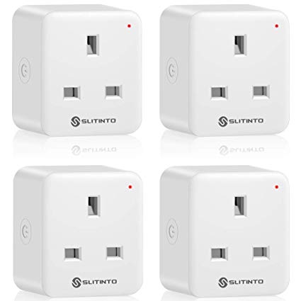 Slitinto WiFi Smart Plug Socket Works with Amazon Alexa, Echo, Google Home and IFTTT, Mini Smart Outlet with Energy Monitoring, App Remote Control and Timer Function, No Hub Required, 16A (4 Pack)