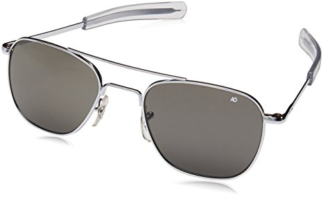 AO Eyewear Original Pilot Sunglasses 52mm Frames with Bayonet Temples and True Color Grey Glass Lenses (OP52S.BA.TC)