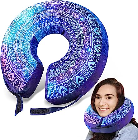 ICOSY Inflatable Travel Pillow, Neck Pillows for Travel Airplanes, Train, Car, Sleeping, Office, Inflatable Airplane Pillow Travel Pillow Essentials