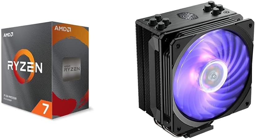 AMD Ryzen™ 7 5700X 8-Core, 16-Thread Unlocked Desktop Processor & Cooler Master Hyper 212 Black Edition RGB CPU Air Cooler, SF120R RGB Fan, Anodized Gun-Metal Black, Brushed Nickel Fins