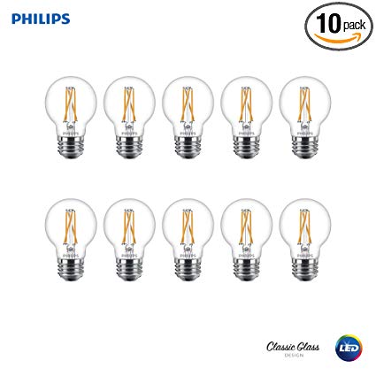 Philips 536748 LED Dimmable G16.5 Clear Filament Glass Light Bulb with Warm Glow Effect: 350-Luumens, 2700-2200 Kelvin, 4.5 (40-Watt Equivalent), Soft White, E26 Medium Screw Base, 10 Pack, Piece