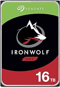 Seagate IronWolf 16 To, Disque dur interne NAS HDD, CMR 3,5" SATA 6 Gbit/s 7 200 tr/min, 256 Mo de mémoire cache, pour NAS RAID, services Rescue valables 3 ans (ST16000VN001)