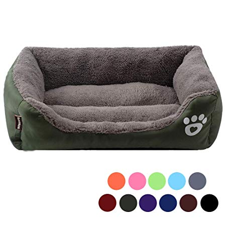 Urijk Soft Washable Dog Cat Bed, Waterproof Oxford Dog Basket Bed for Puppy Small Medium Large Dog Cat, Soft Warm Fleece Dog Cuddler Bed Bolster Lounge with Water Resistant Base