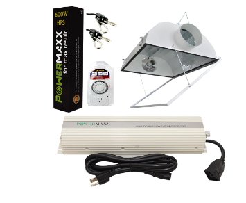 Powermaxx GLSETRS6M Grow Light Digital Dimmable HPS System for Plants with Smart 6" Air Cooled Reflector, 600W