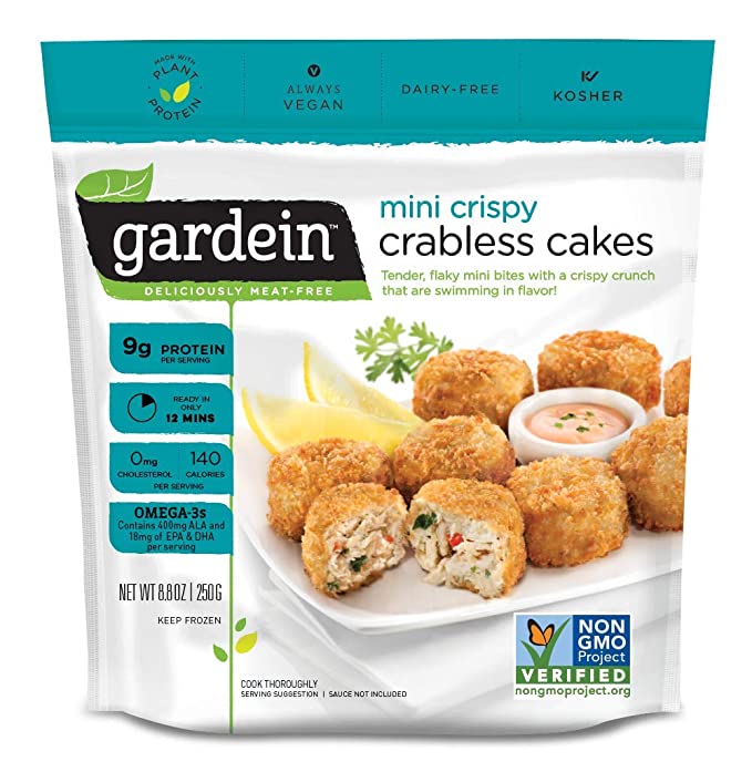 Gardein Mini Crispy Crabless Cakes, Meatless Protein Packed Crab Cakes, 8.8 Ounces (Frozen)