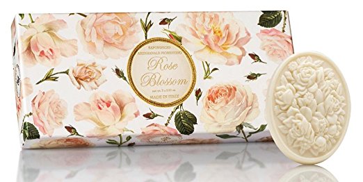 Saponificio Artgianale Fiorentino Rose Blossom Scented Soap Gift Set of 3 X 4.40 Ounce Soap Bars From Italy