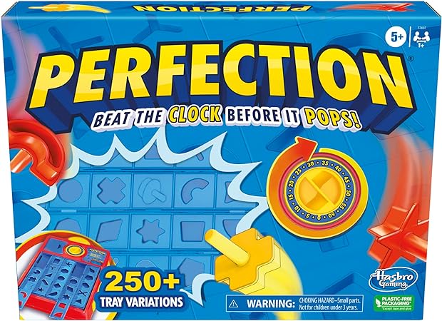 Hasbro Gaming Perfection Game for Kids Ages 5 and Up, Pop Up Game, Customize The Tray for Over 250 Combinations, Kids Games, Games for 1  Players