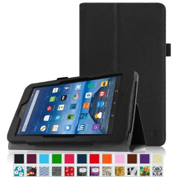 Fintie Folio Case for Fire 7 2015 - Slim Fit Premium Vegan Leather Standing Protective Cover Case for Amazon Fire 7 Tablet (will only fit Fire 7" Display 5th Generation - 2015 release), Black